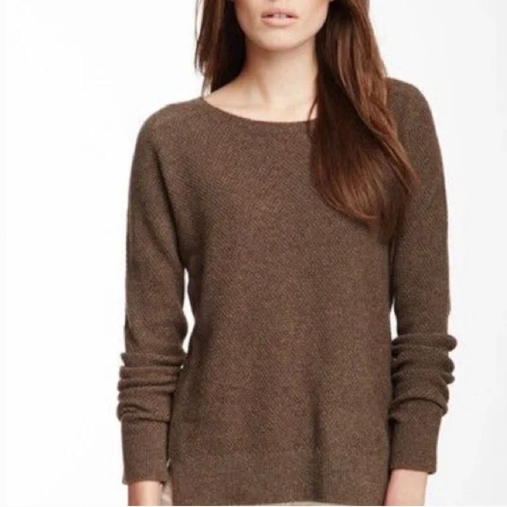 Vince Moss Stitch Asymmetric Boxy Yak Wool Sweater
